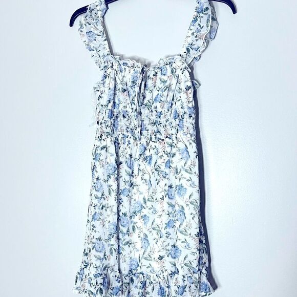 TRIXXI Juniors' Printed Smocked-Waist Floral Ruffled Mini Dress size XS - Picture 9 of 10